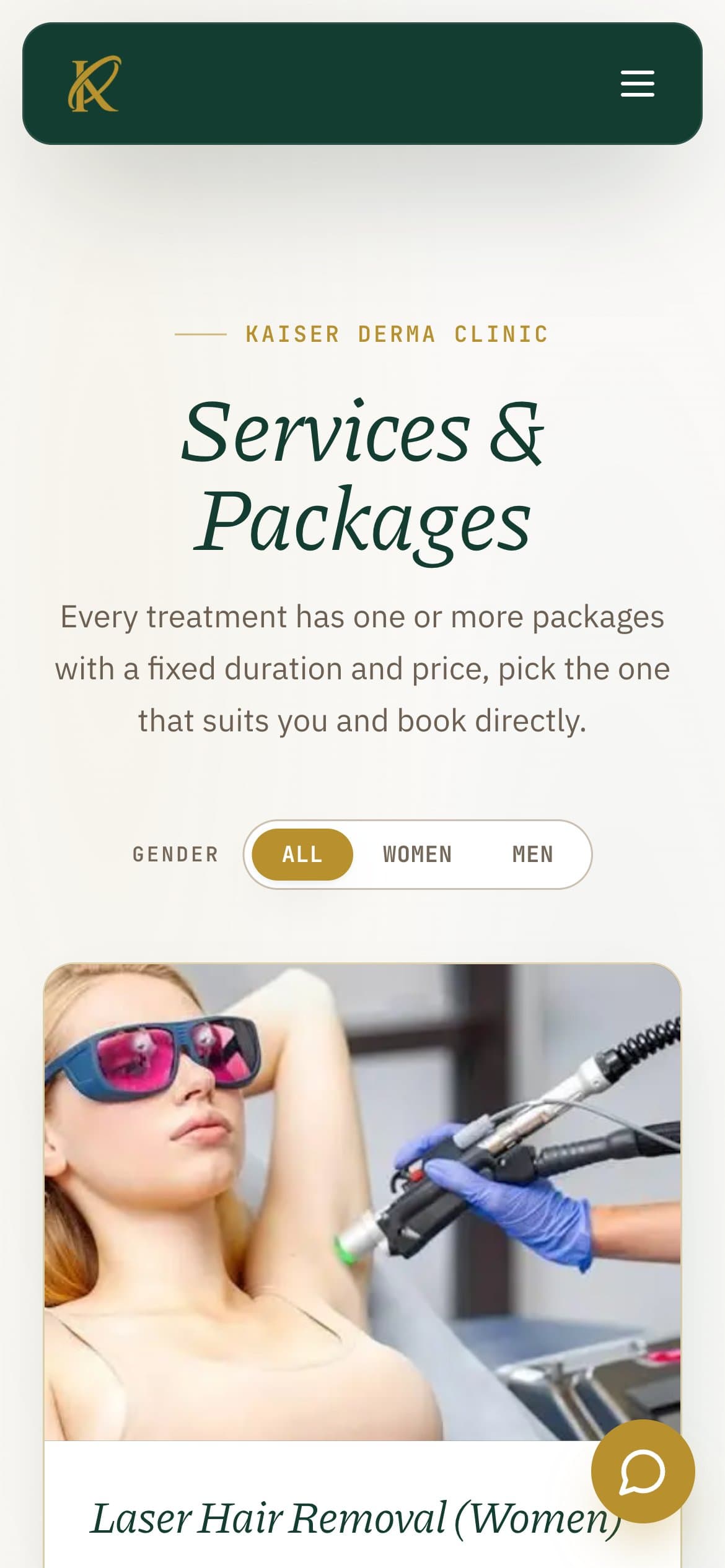 Services with gender filter