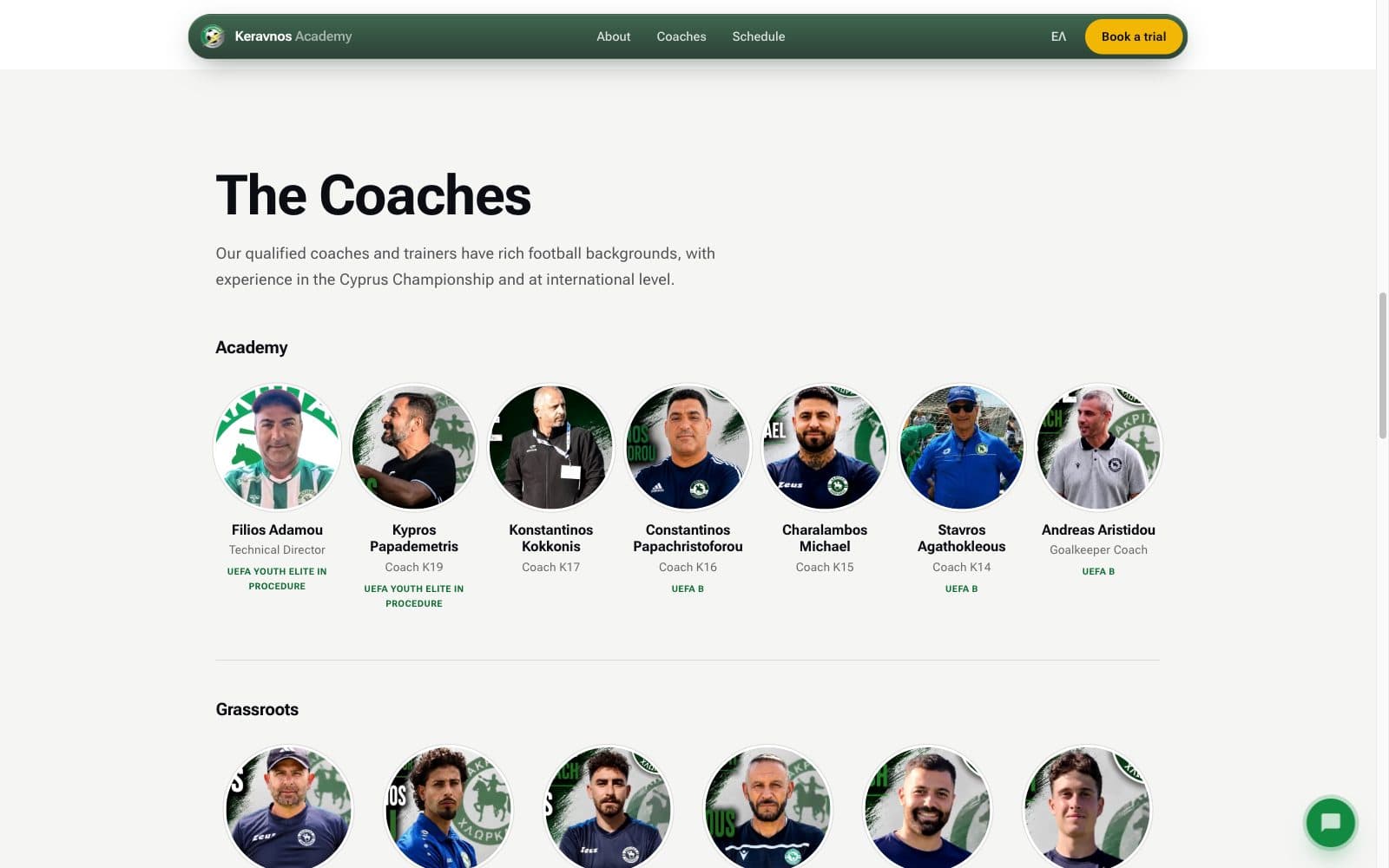 Academy and grassroots coaches