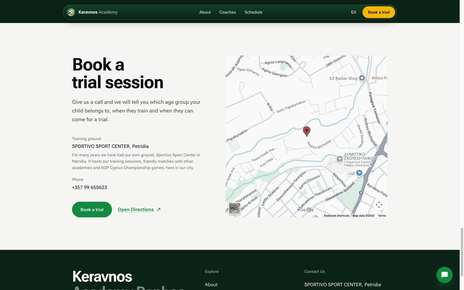 Book a trial, with directions