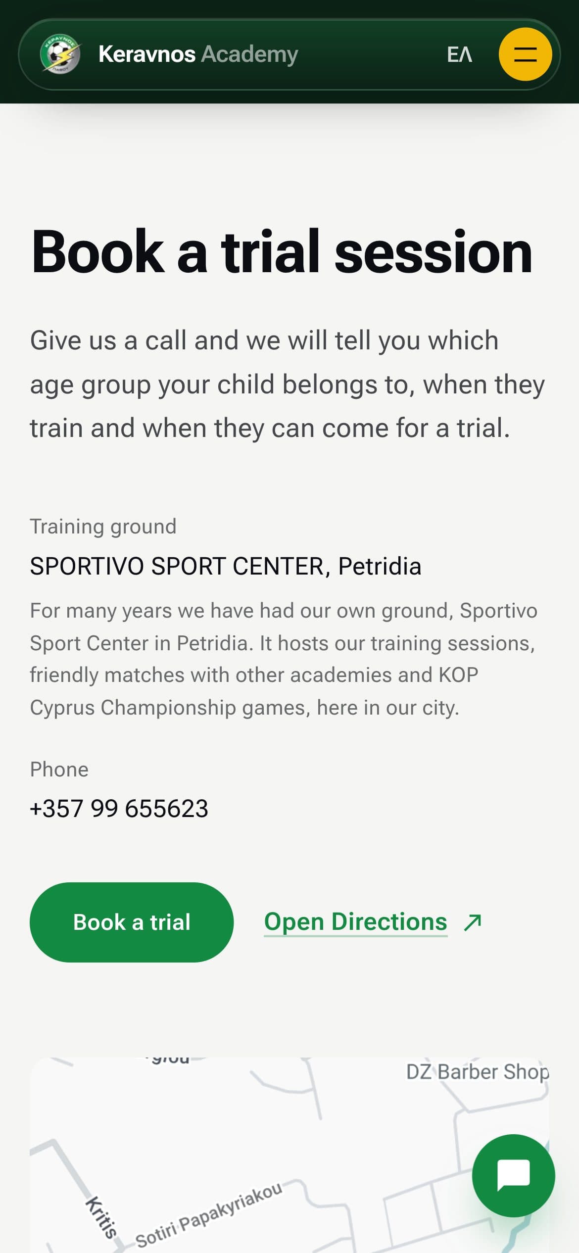 Book a trial on mobile