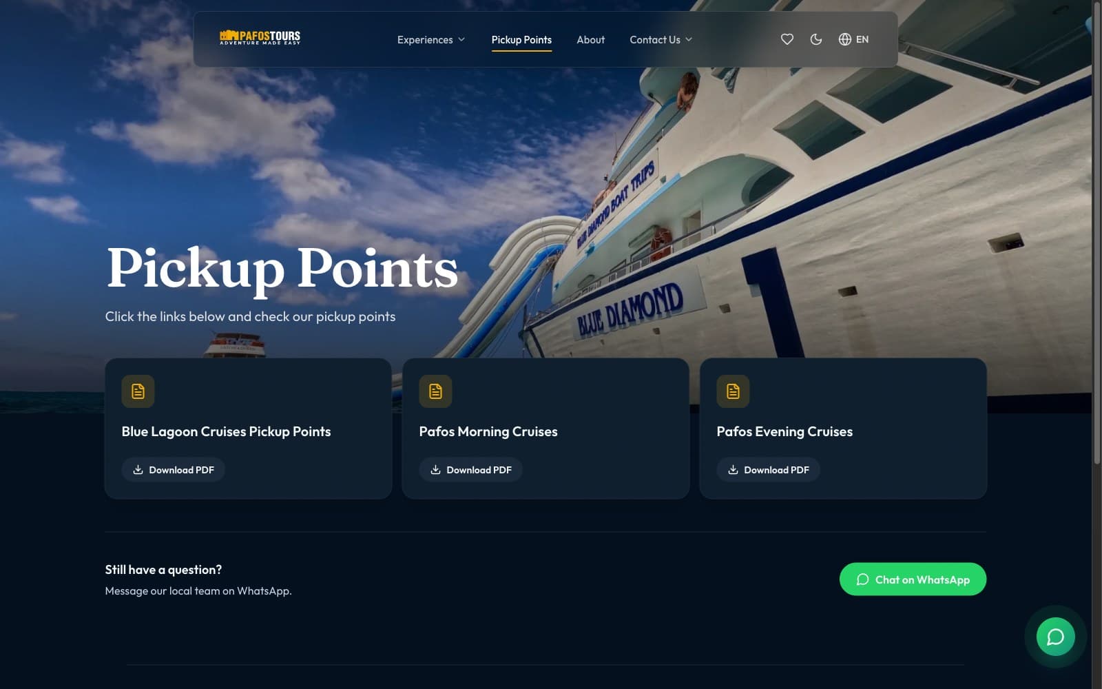 Hotel pickup points