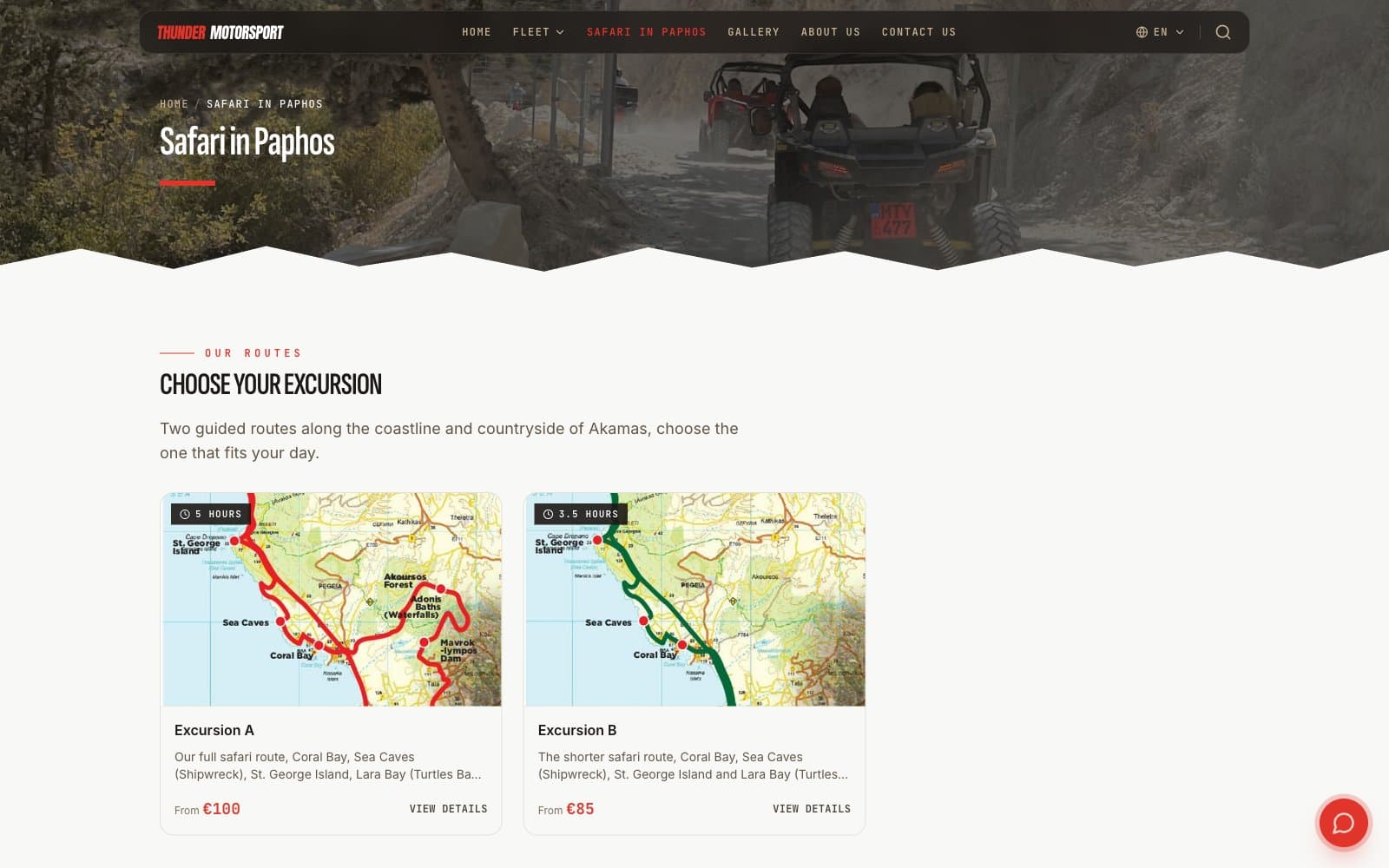 Safari routes, stop by stop