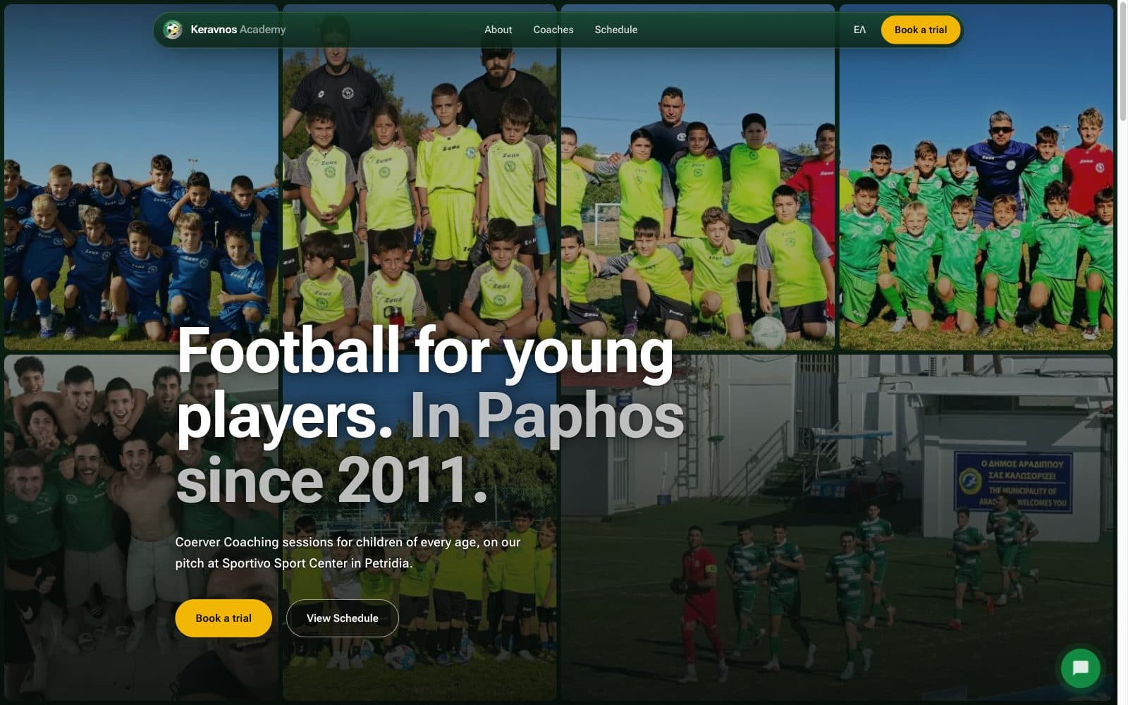 Keravnos Academy website on desktop