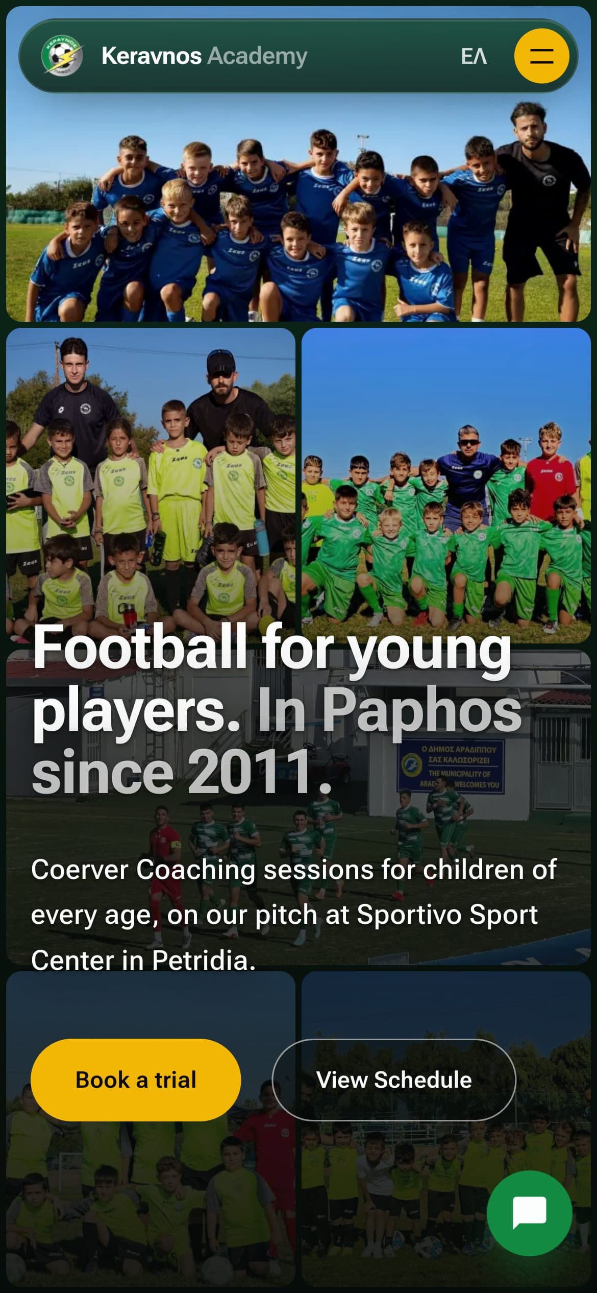 Keravnos Academy website on mobile
